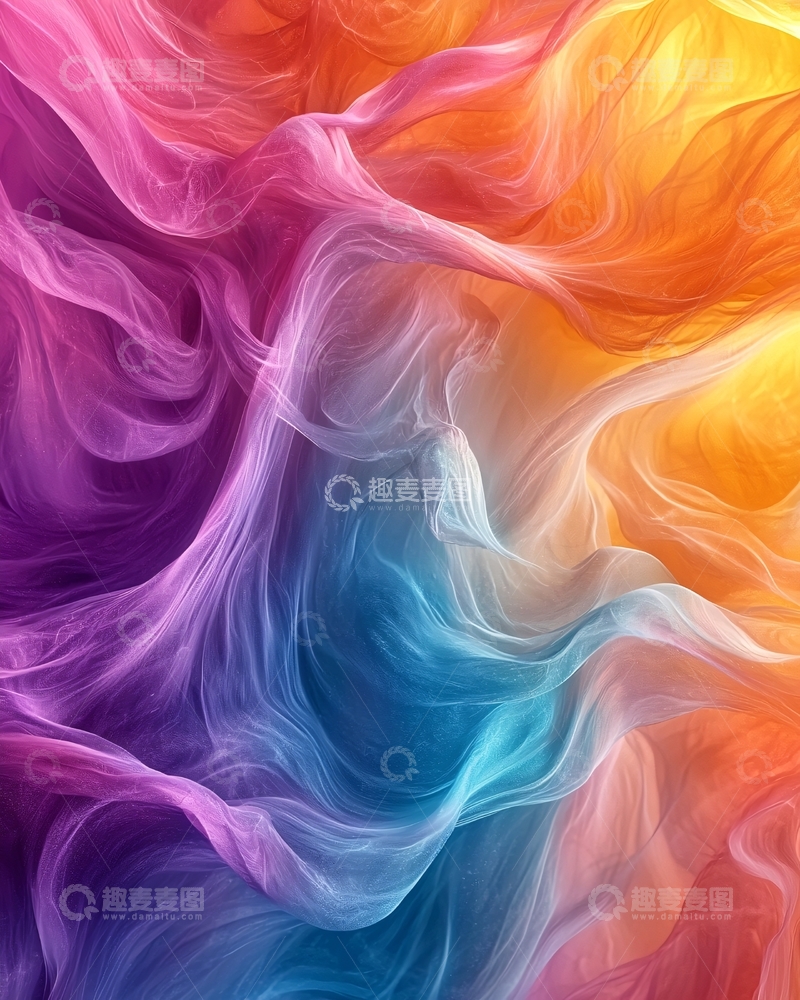 高清大图下载【趣麦麦图】彩色丝绸飘逸