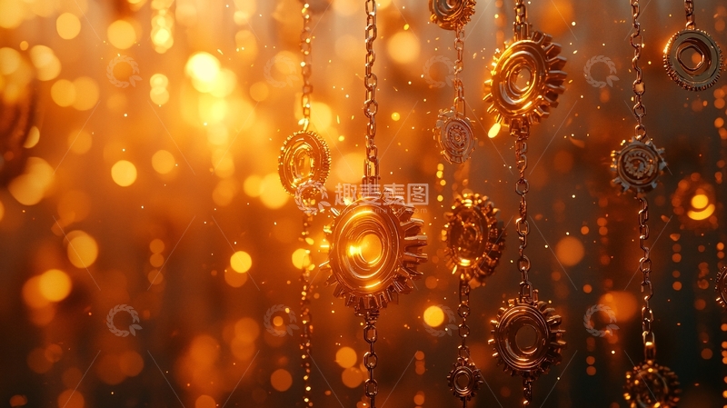 高清大图下载【趣麦麦图】金色链条黄昏背景