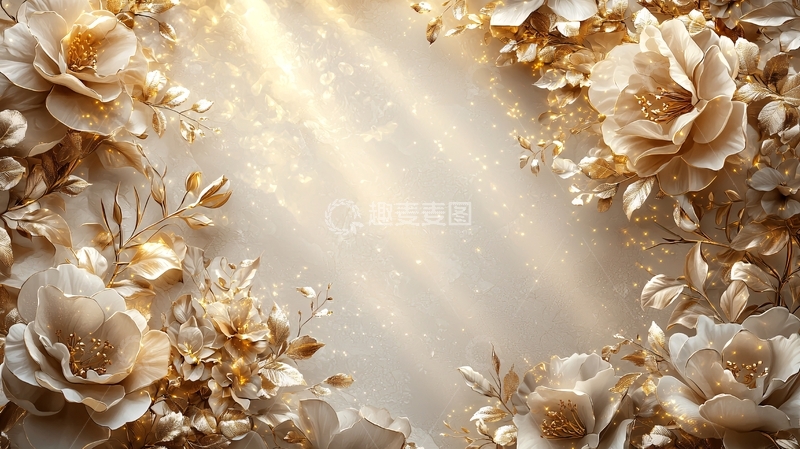 高清大图下载【趣麦麦图】金色花朵背景