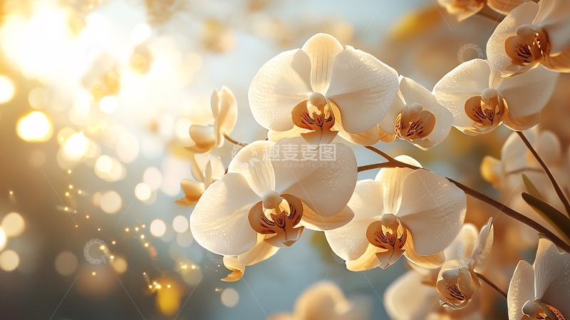 高清大图下载【趣麦麦图】阳光下的白色蝴蝶兰