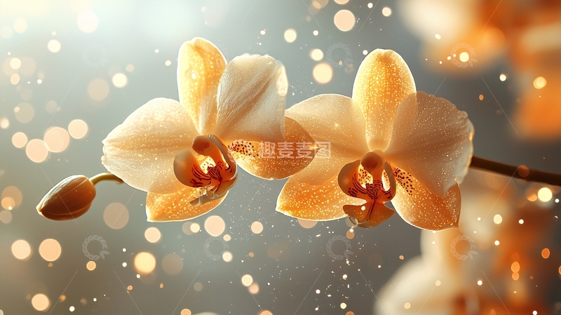 高清大图下载【趣麦麦图】光线柔美的淡黄色蝴蝶兰