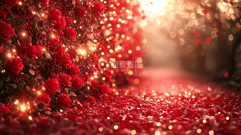 高清大图下载【趣麦麦图】红色玫瑰花瓣小路
