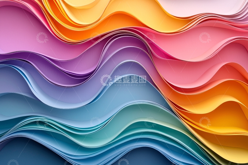 高清大图下载【趣麦麦图】彩色纸张波浪纹理背景