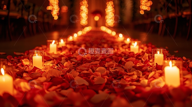 高清大图下载【趣麦麦图】烛光花瓣婚礼通道