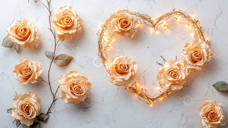 高清大图下载【趣麦麦图】玫瑰花环心形灯光