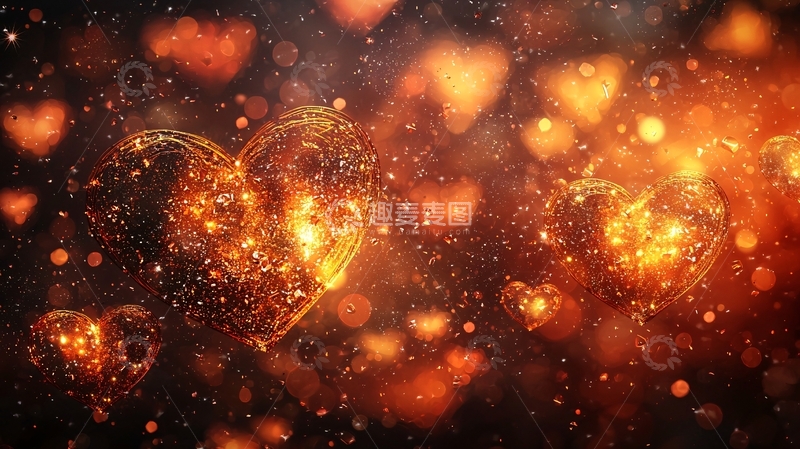 高清大图下载【趣麦麦图】闪耀的爱心光影背景