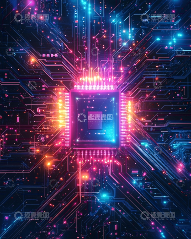 高清大图下载【趣麦麦图】炫彩电路板芯片