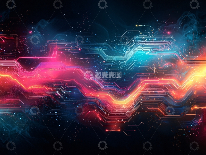 高清大图下载【趣麦麦图】科技感炫彩电路