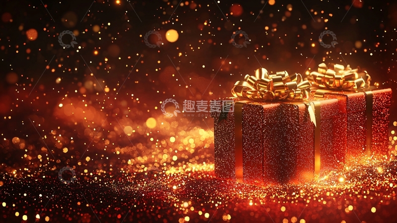 高清大图下载【趣麦麦图】闪耀的金色礼物盒