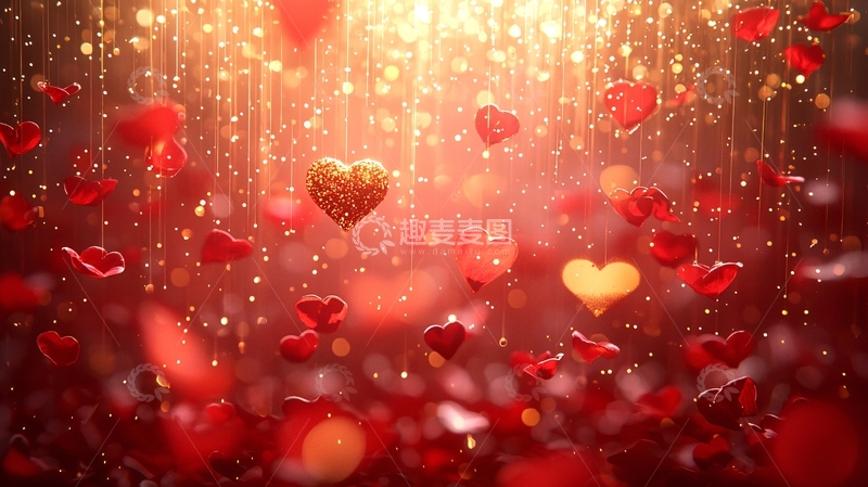 高清大图下载【趣麦麦图】光影爱心雨