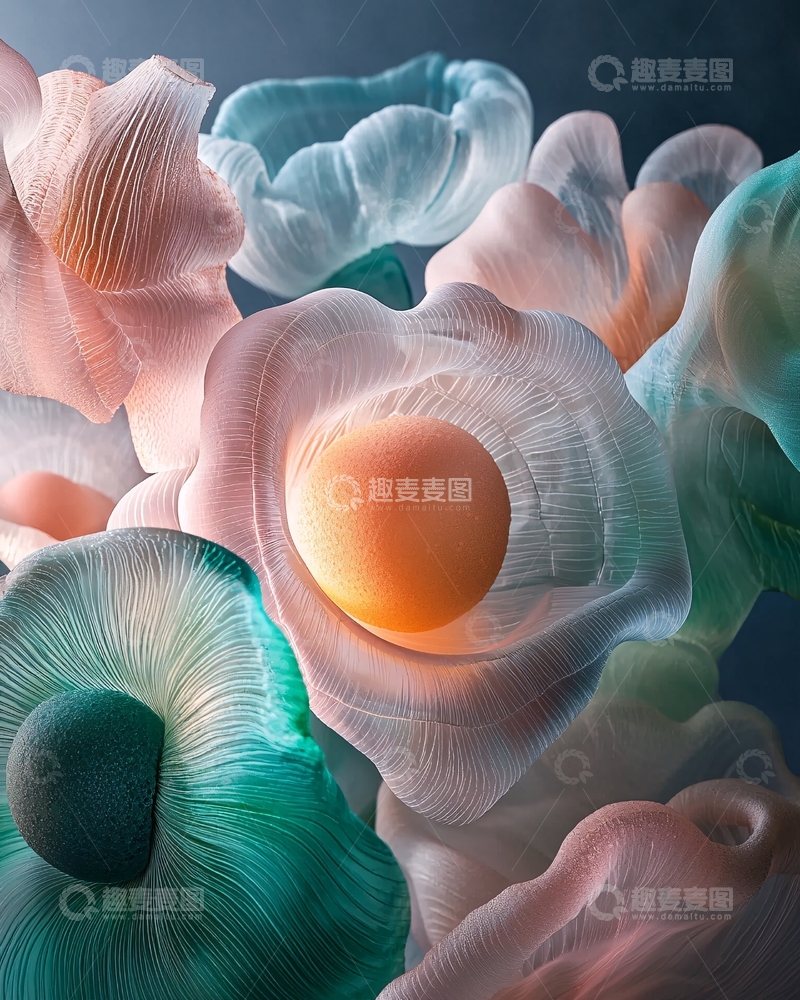 高清大图下载【趣麦麦图】轻柔梦幻的彩色花朵