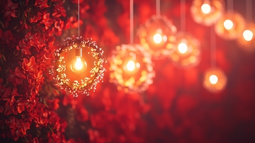 红色背景灯光装饰