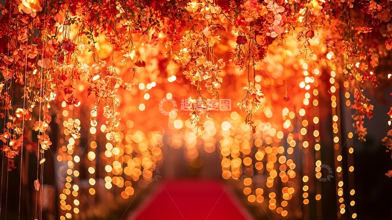 高清大图下载【趣麦麦图】红毯灯光花朵拱门