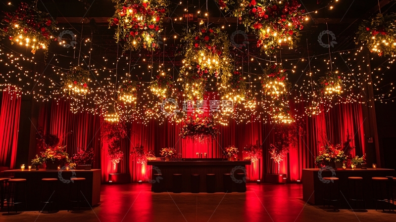 高清大图下载【趣麦麦图】红色浪漫婚礼宴会厅