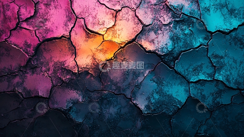 高清大图下载【趣麦麦图】彩色裂纹肌理