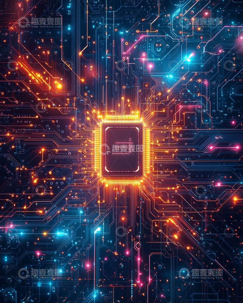 高清大图下载【趣麦麦图】光亮电路板核心芯片