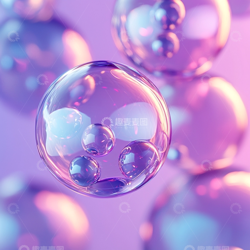 高清大图下载【趣麦麦图】梦幻紫色透明泡泡
