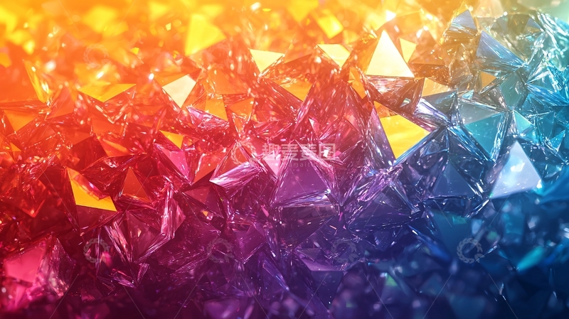 高清大图下载【趣麦麦图】彩色几何三角形晶体