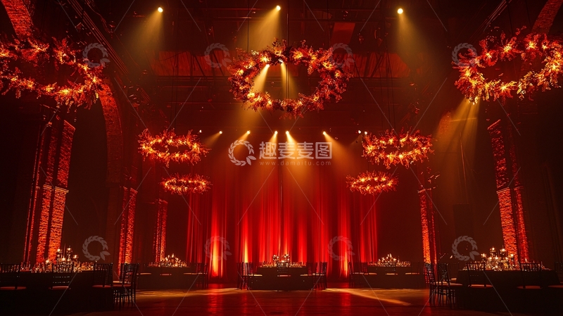 高清大图下载【趣麦麦图】红色舞台灯光设计