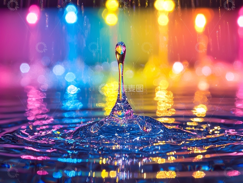 高清大图下载【趣麦麦图】彩色水滴溅落