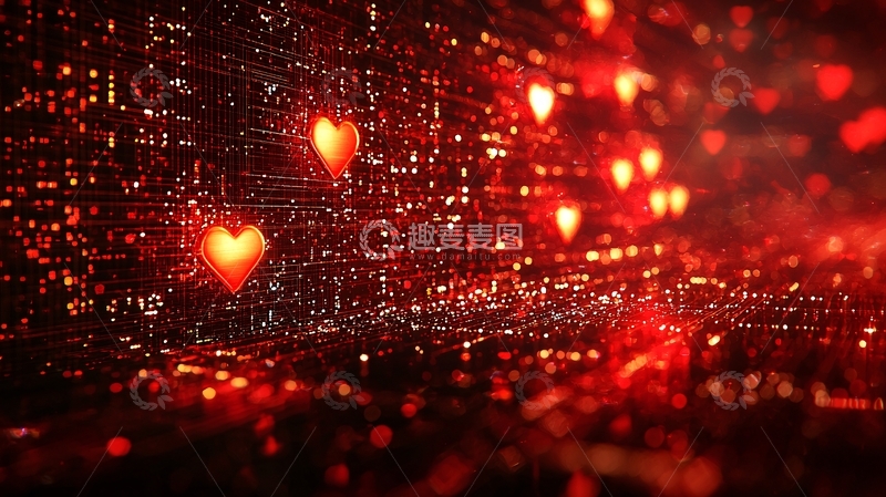 高清大图下载【趣麦麦图】红心闪耀的浪漫背景