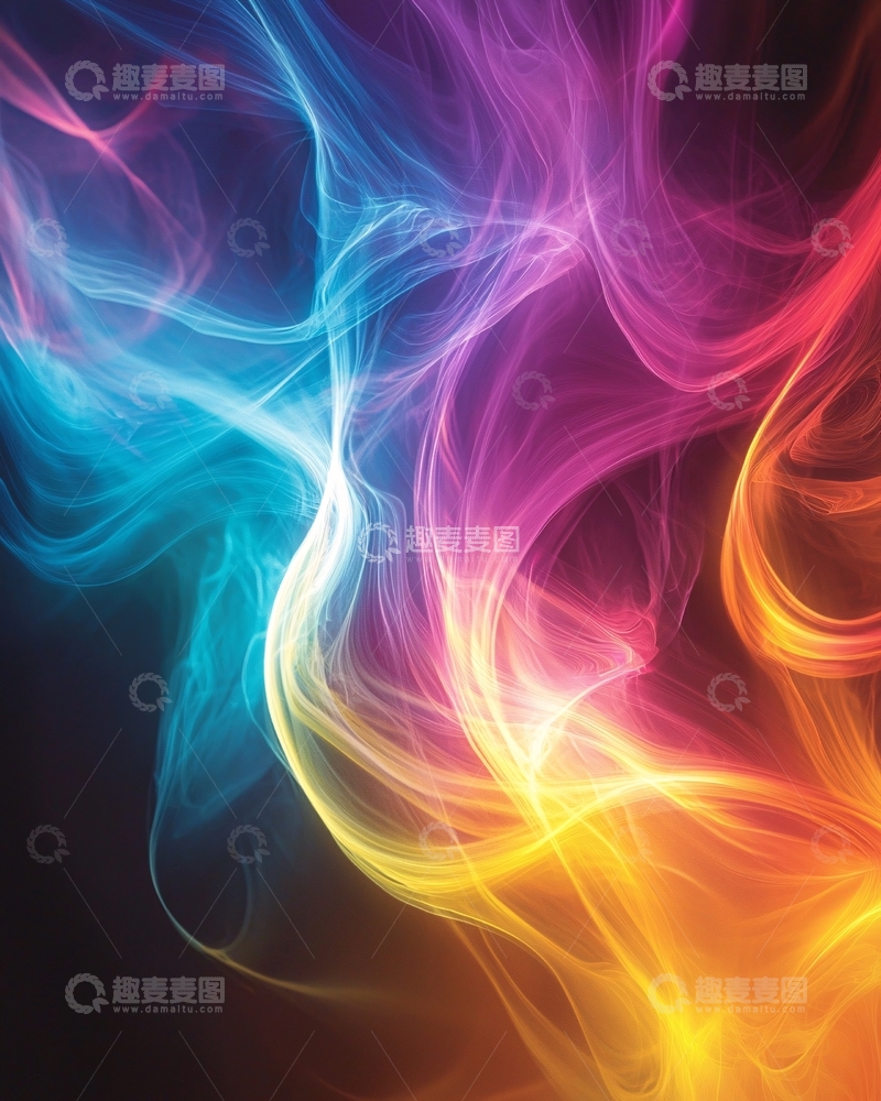 高清大图下载【趣麦麦图】彩色烟雾线条背景