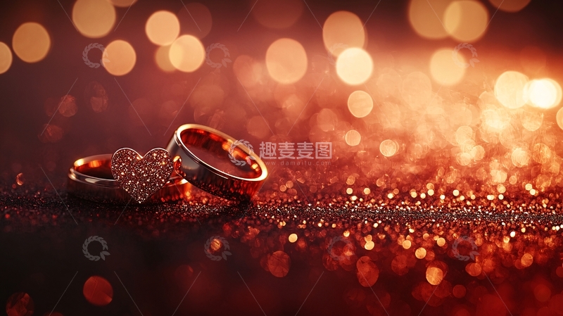 高清大图下载【趣麦麦图】红色背景婚戒闪光