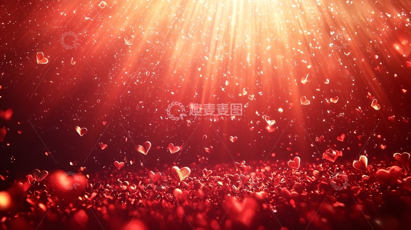 高清大图下载【趣麦麦图】红色爱心光线背景