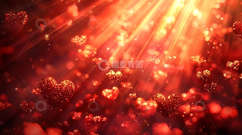 高清大图下载【趣麦麦图】光线照耀下的红色爱心