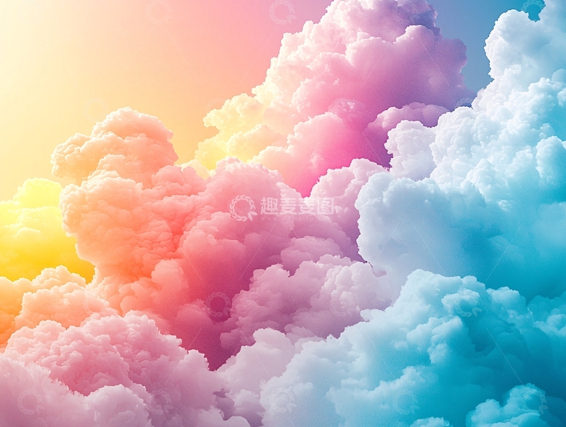 高清大图下载【趣麦麦图】彩虹棉花糖天空