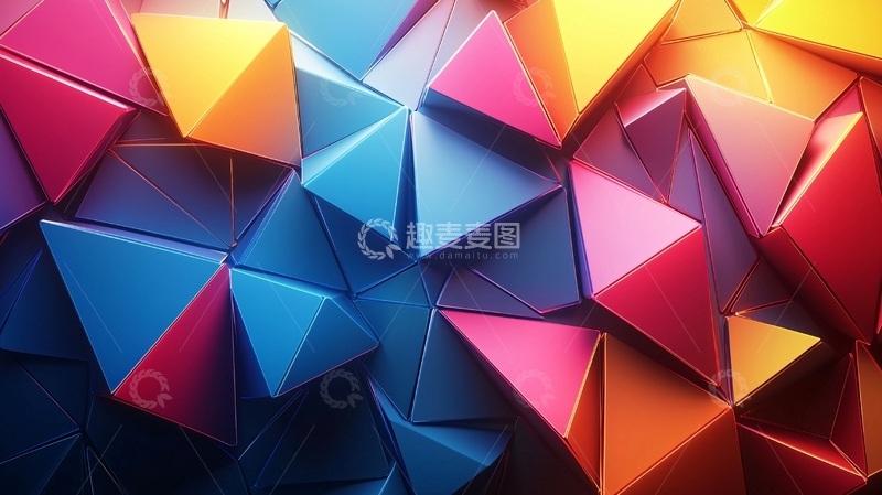 高清大图下载【趣麦麦图】彩色几何三角形背景
