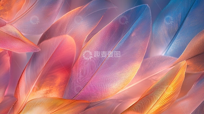 高清大图下载【趣麦麦图】梦幻色彩羽毛