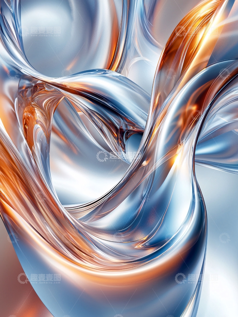 高清大图下载【趣麦麦图】流体金属质感抽象背景