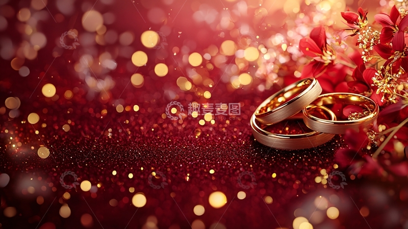 高清大图下载【趣麦麦图】红金婚戒闪耀背景