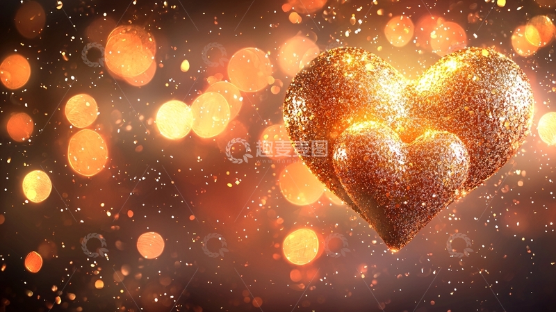 高清大图下载【趣麦麦图】闪耀金色爱心