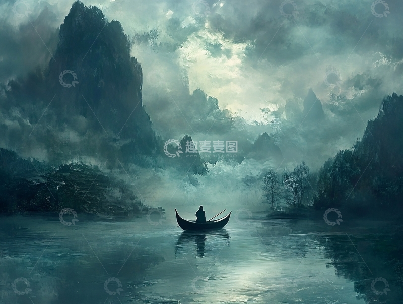 高清大图下载【趣麦麦图】一人独钓