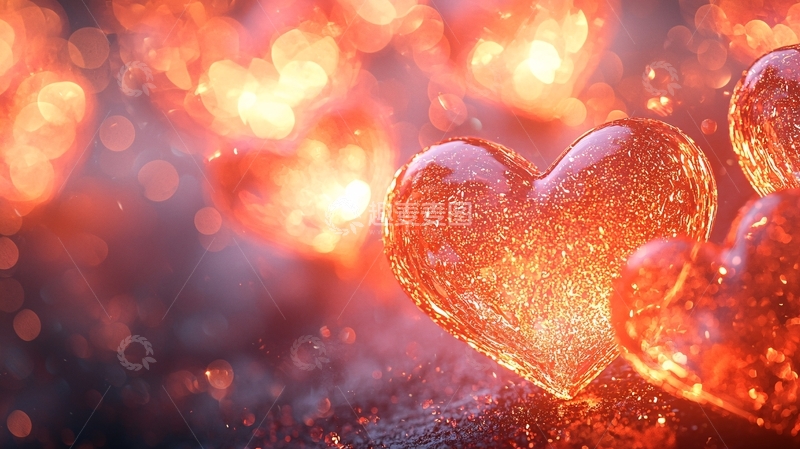 高清大图下载【趣麦麦图】闪耀水晶爱心背景