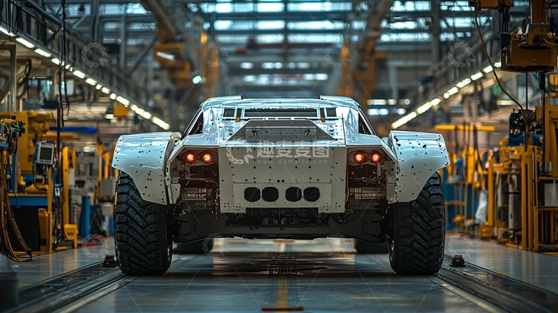 高清大图下载【趣麦麦图】工厂车间内白色越野车