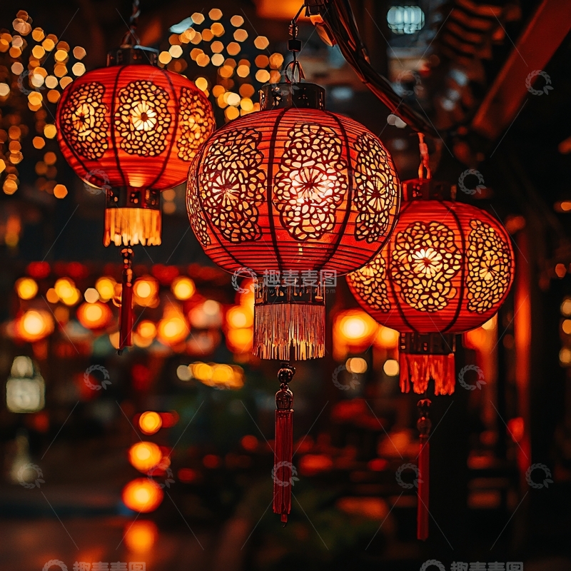 高清大图下载【趣麦麦图】红灯笼夜景