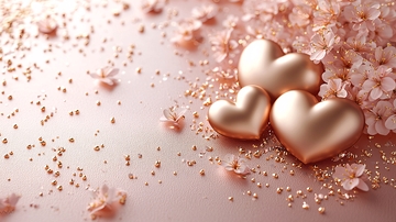 粉色背景玫瑰金爱心