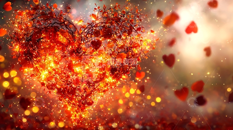 高清大图下载【趣麦麦图】燃烧的心形火焰