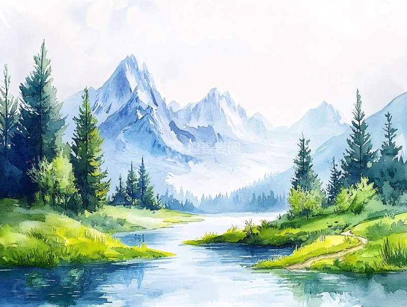 高清大图下载【趣麦麦图】水彩画风景