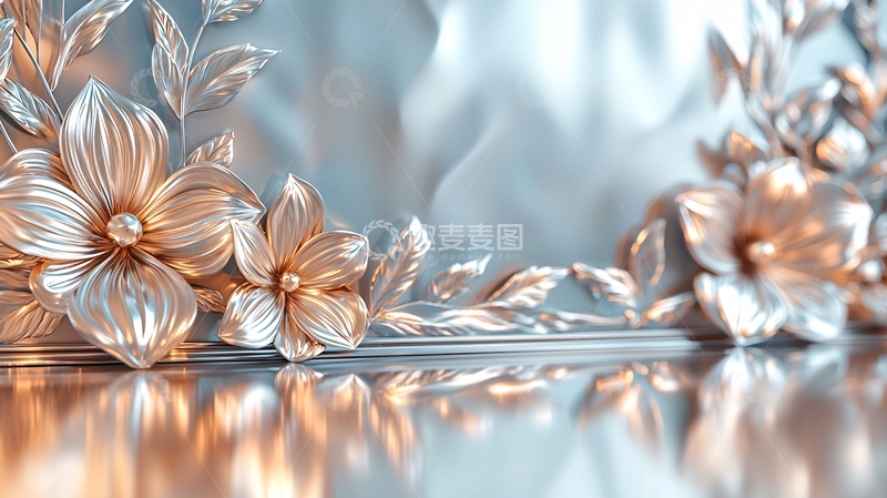 高清大图下载【趣麦麦图】银色花朵背景