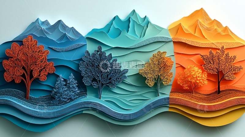 高清大图下载【趣麦麦图】立体纸雕风景