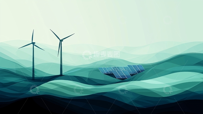 高清大图下载【趣麦麦图】绿色环保风能太阳能