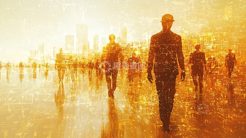 高清大图下载【趣麦麦图】金色人群背影