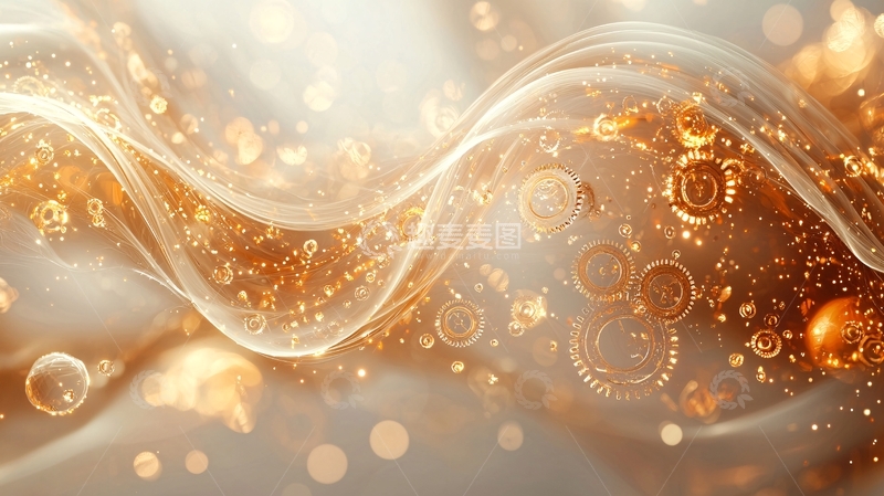 高清大图下载【趣麦麦图】金色液体波浪抽象背景