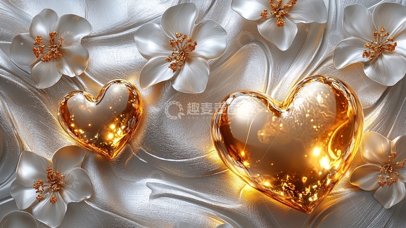 高清大图下载【趣麦麦图】金色爱心
