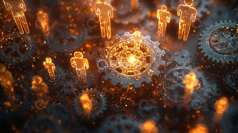 高清大图下载【趣麦麦图】齿轮与人群