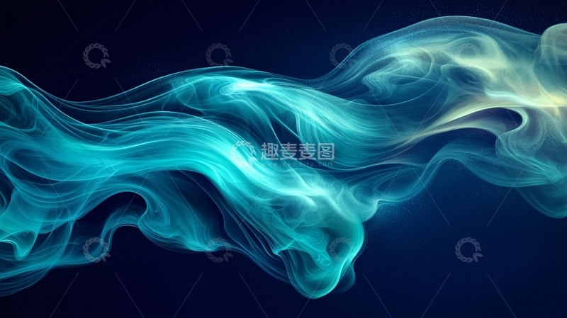 高清大图下载【趣麦麦图】蓝绿色梦幻烟雾飘带